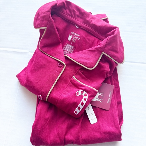 Girls Holiday Jersey Shirt Pajamas with Candy Cane Pocket NWT - Picture 10 of 16